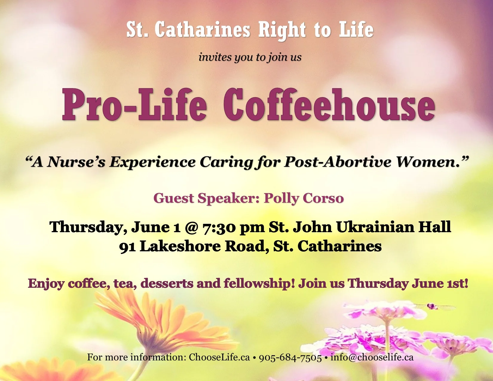 Pro-Life Spring Coffeehouse & Desserts