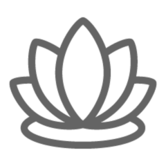 Outline of a lotus flower in gray on a black background