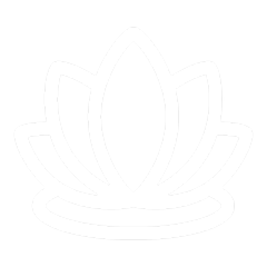 Simplified white lotus flower icon on black background