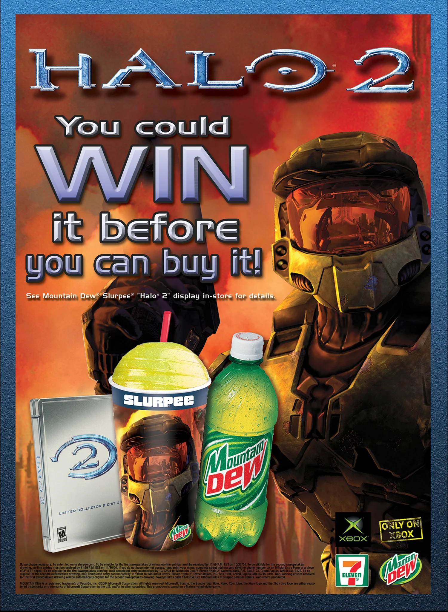 2004 Halo 2 & Mountain Dew Original Xbox Launch Print Publicité/Affiche Art Officiel ! | eBay