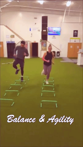 A good modification for this is to use tape or chalk on the court. Even skipping ropes.