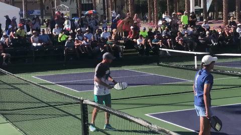 Morgan Evans uses an unusually high ball toss and serves from well behind the baseline.