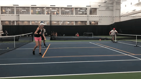 Abbie David’s rotation actually moves her backwards when serving.