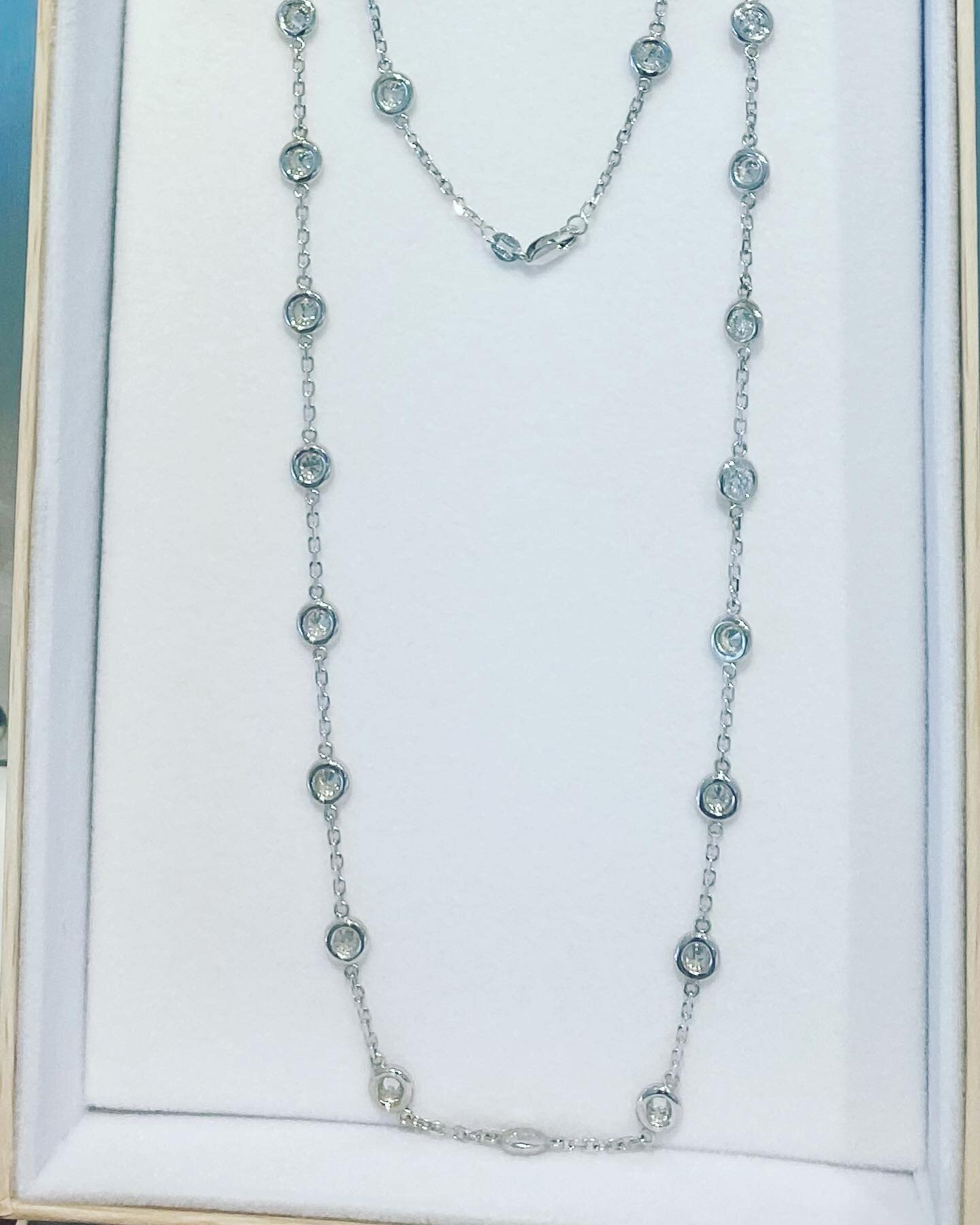 One of the most gorgeous necklaces I have ever made, 21 diamond stations .16 carats each 3.30 carats total, set into 14k white gold. #wow #diamondbytheyard #diamondnecklace #statementjewelry