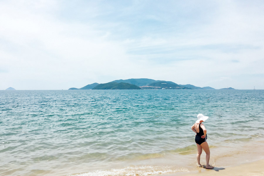 The beautiful blue of Nha Trang, the only beach we’ll visit in Vietnam.