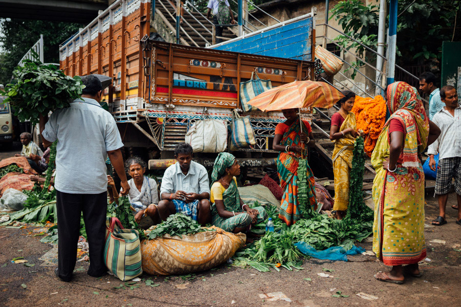  The Mallik Ghat Flower Market in Kolkata, India. 