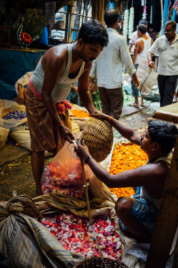  The Mallik Ghat Flower Market in Kolkata, India. 