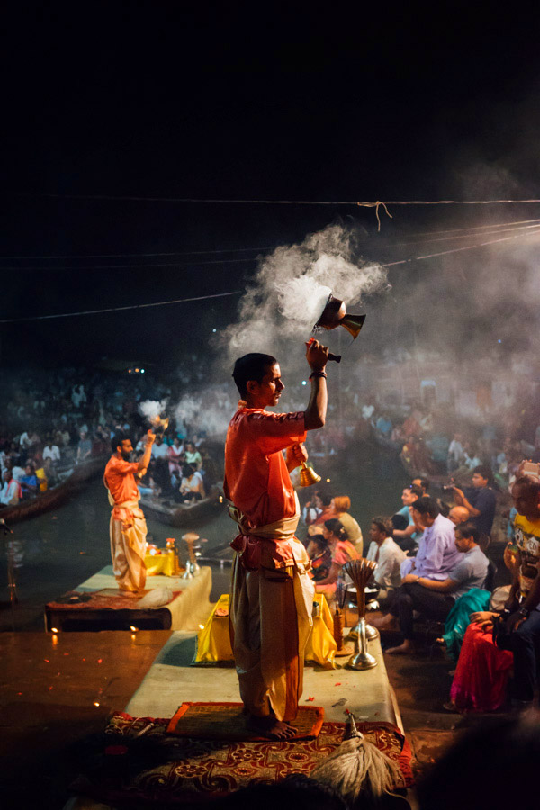 At the main ghat in Varanasi, a nightly Aarti is performed. Hundreds of people gather at sunset to watch the ritual of light being offered to the deities in a spirit of humility and gratitude. It’s an incredible act of worship that is so beautiful -…