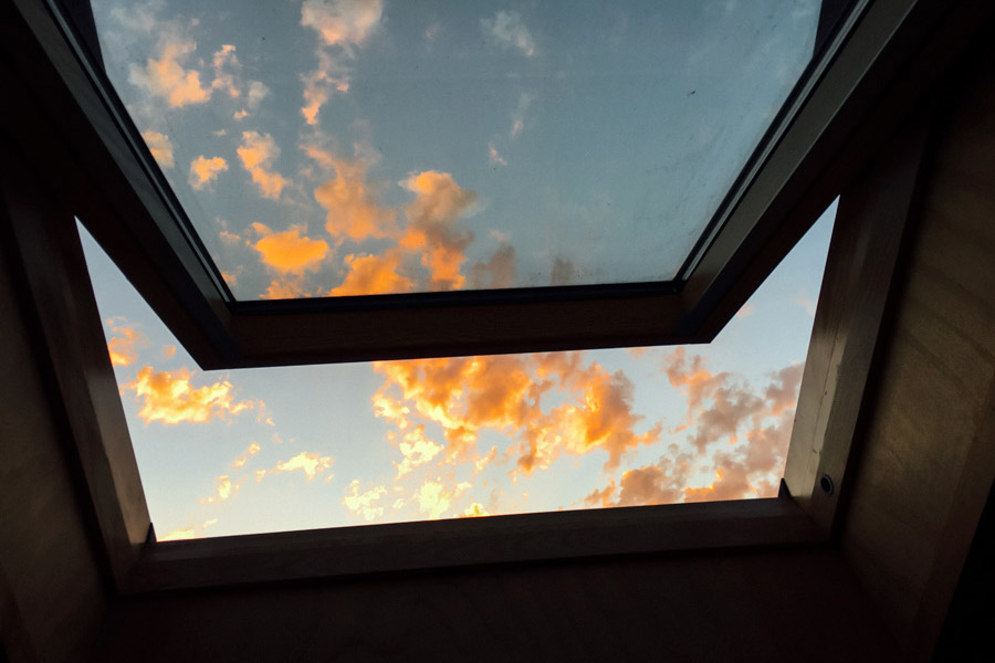  Skylight sunset at hostel  French Andes . 