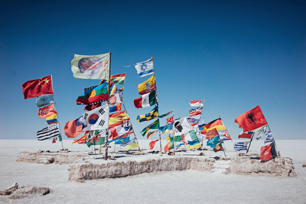   Flags from visitors all over the world. 