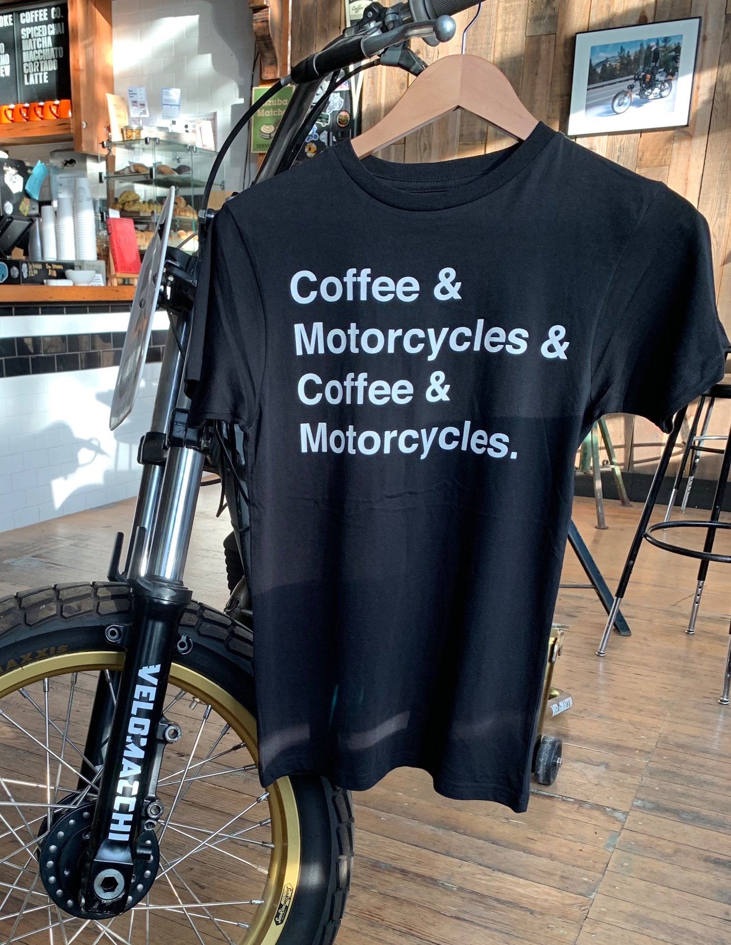 Coffee Motorcycles Helvetica Tee Two Stroke Coffee Co