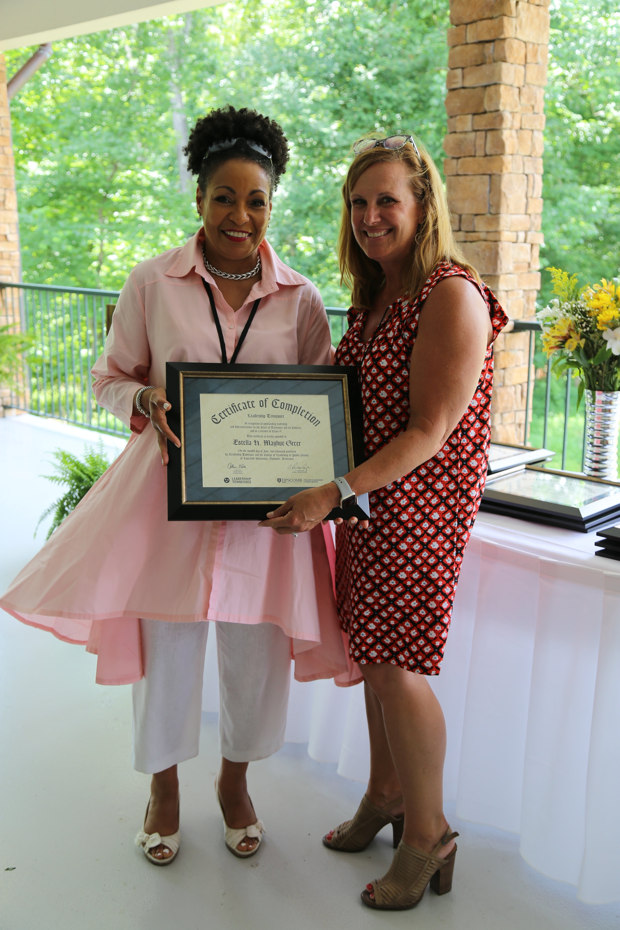  Estella Mayhue-Greer and Executive Director Cathy Cate at Class IV Graduation on June 12, 2017.&nbsp; 