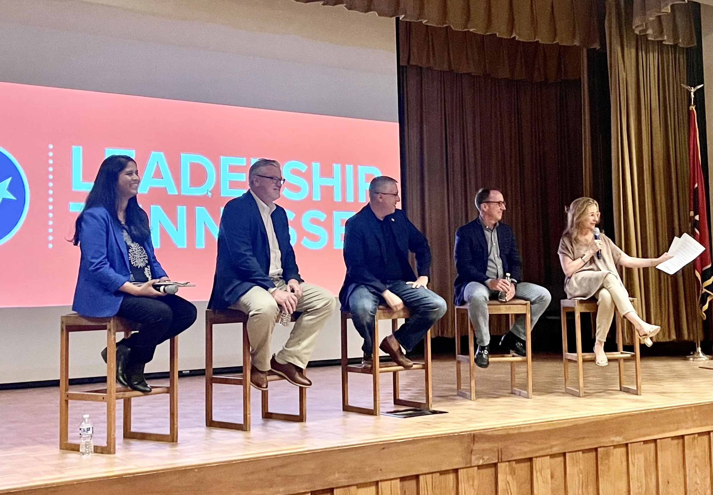 [Pictured below: Subhashini Vashisth (LT Class X), Mark Cruise (STRONG ACC), Alan Levine (LT Class VI), Brad Lich (Eastman Chemical Company), and Paula Bulcao (LT Class IX)]