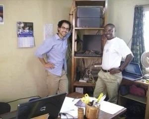 Alex with Cameroonian network admin Frans Barah.
