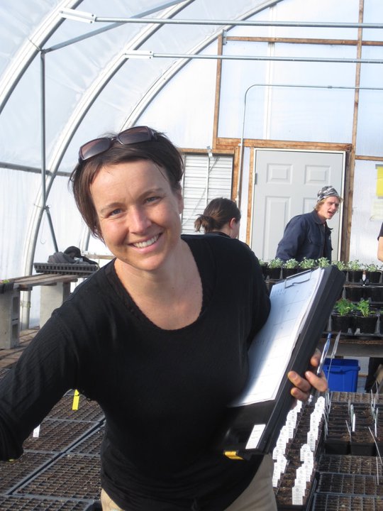 Allison scouting the greenhouses for pests