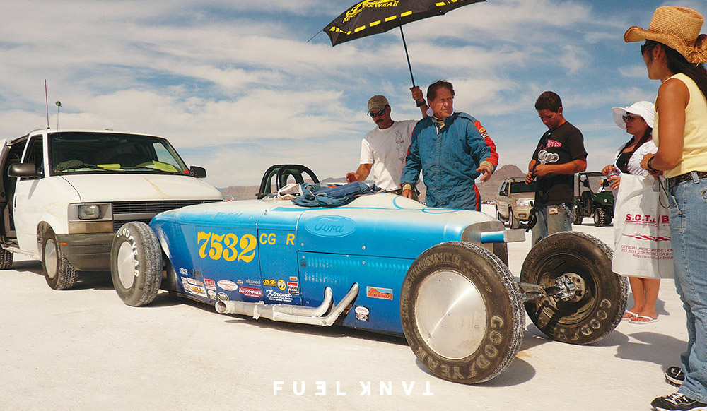 Gene suiting up to make another run at Bonneville speed week 2008. Photo: Craig Metros