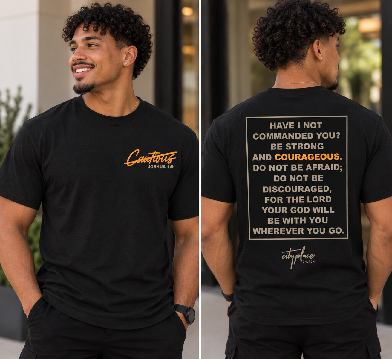 Joshua 1:9 Tee - Black Color