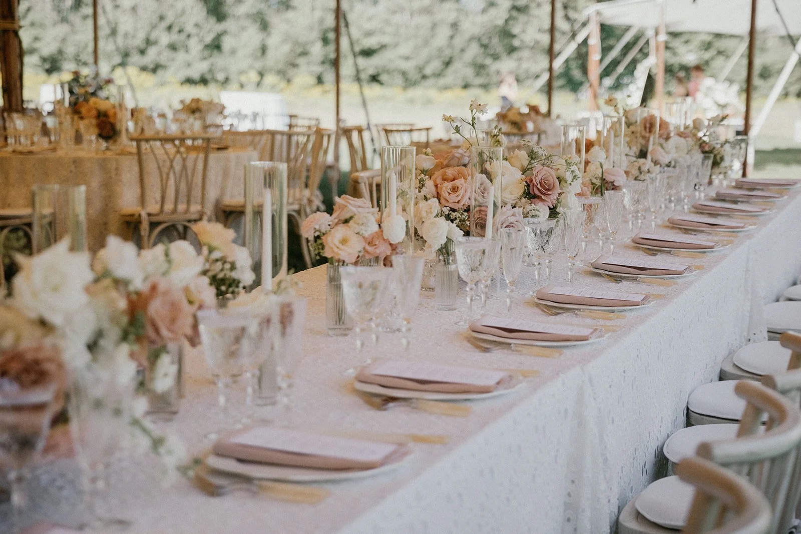 Tabletop decor for Wedding Reception Beautiful Wedding Design Neutral Wedding Design Tented Wedding Reception.jpg