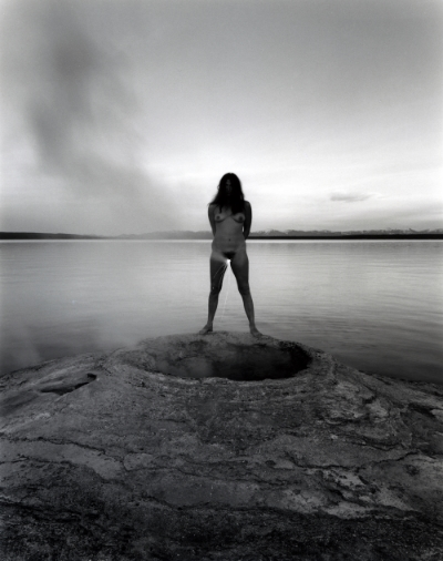 Judy Dater. Self-Portrait with Steam Vent [Self-Portrait with Sparkler], 1981;&nbsp;Gelatin silver print, 15 x 19 in.;&nbsp;Courtesy di Rosa Collection, Napa