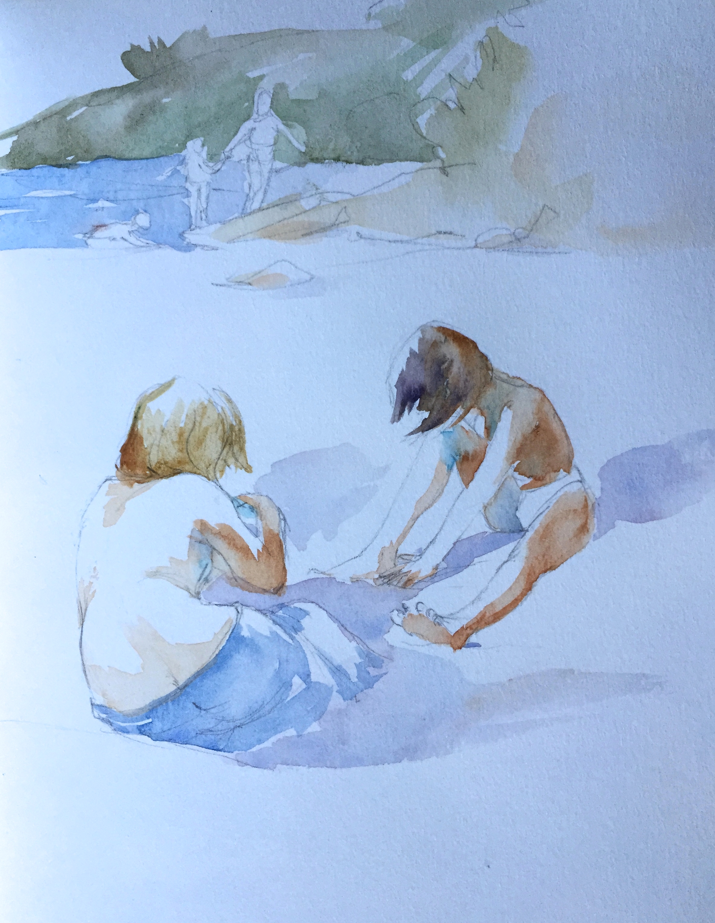 Little girls on the beach, Tuscany