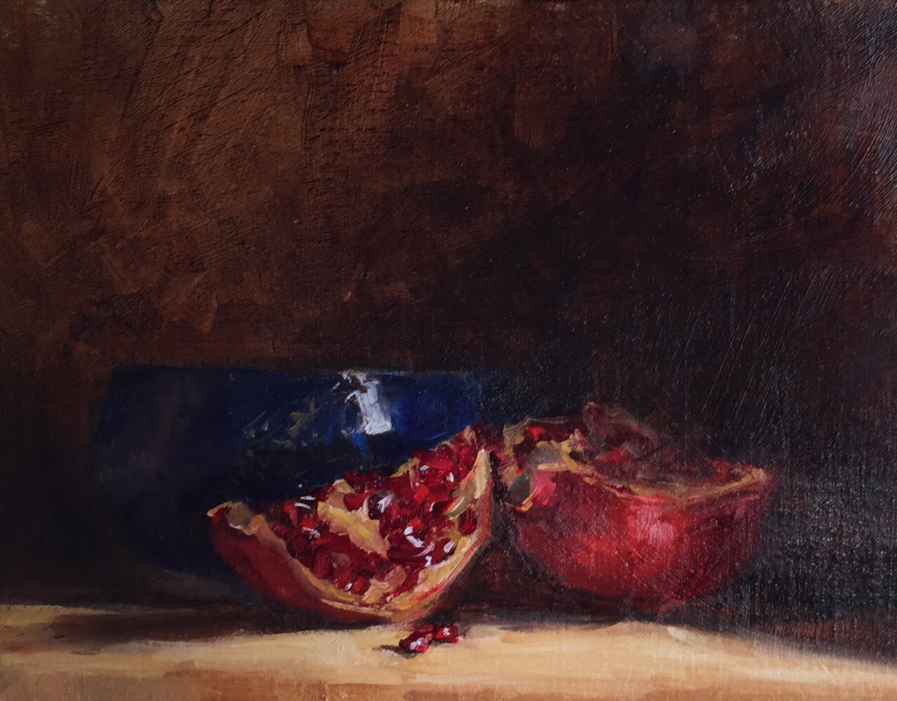 Blue Pottery Bowl and Pomegranate