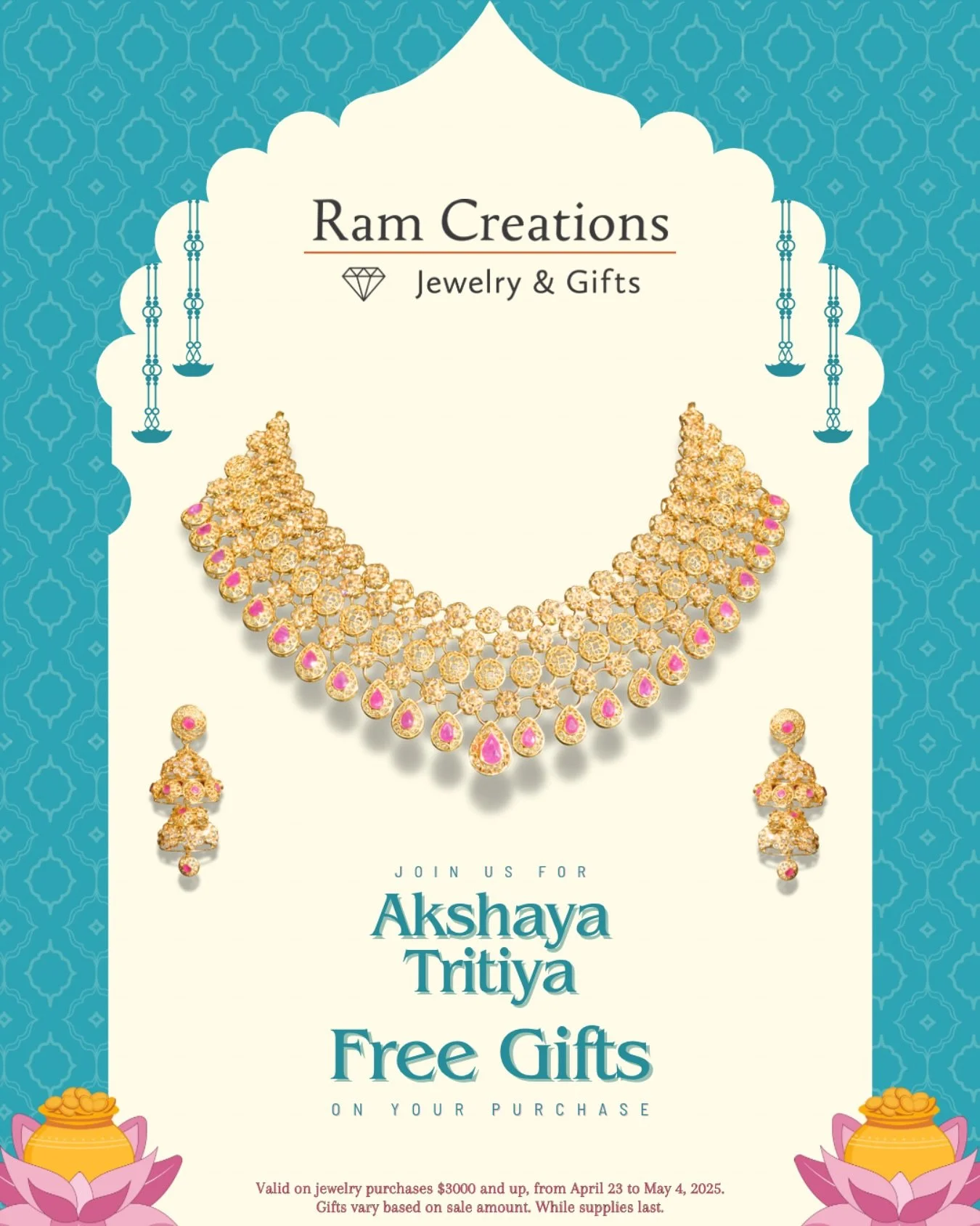 Celebrate Akshaya Tritiya with us! Sale is on!  #akshayatritiya #22ktgold #indianjewelery #farmingtonhills #ramcreations✨