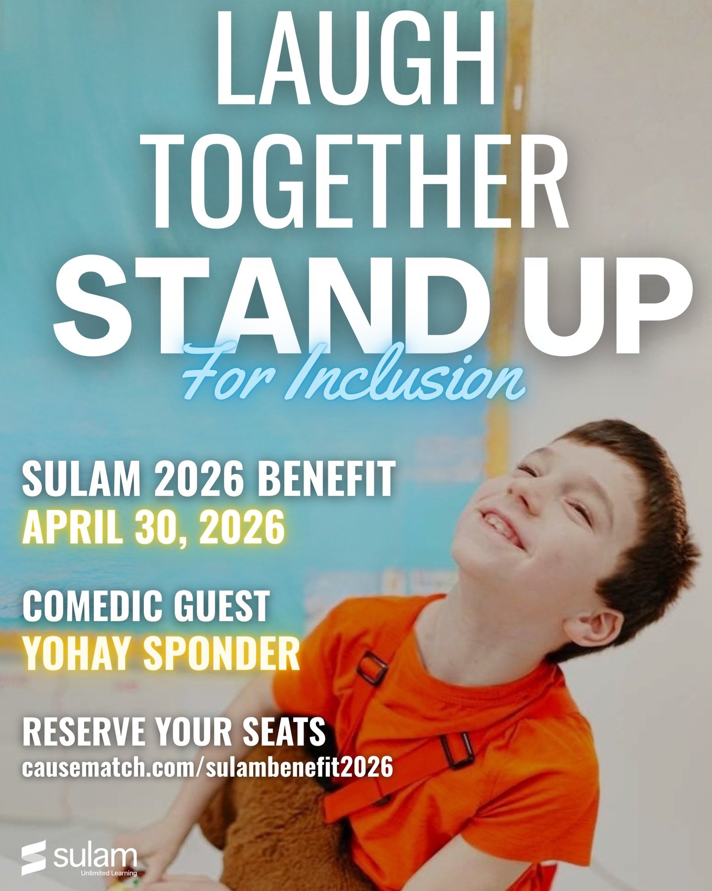 A night of laughter and community coming together.

Join us on April 30 for Sulam&rsquo;s 2026 Stand Up for Inclusion benefit, featuring comedic guest Yohay Sponder!!

Reserve your seats:
https://causematch.com/sulambenefit2026

#sulam #inclusion #in