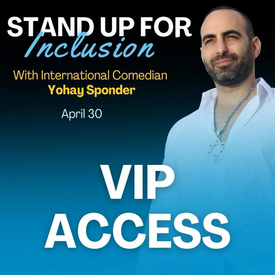 A limited number of VIP seats left!

Get your seats now for an evening of laughter at our Stand Up for Inclusion Benefit on April 30th &mdash; You can even meet our headliner @yohay_sponder! 

⬆️ Read above and on our event page for info on all the V