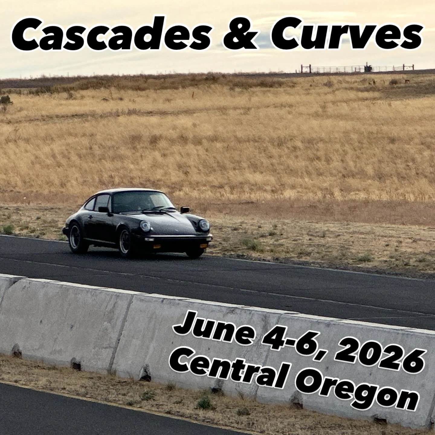 Cascades &amp; Curves

June 4&ndash;6, 2026
Central Oregon

A three-day driving rally based in Sunriver.

OPTIONAL PRIVATE TRACK DAY at Oregon Raceway Park, followed by two full days of pavement driving through the high desert, forests, and open road