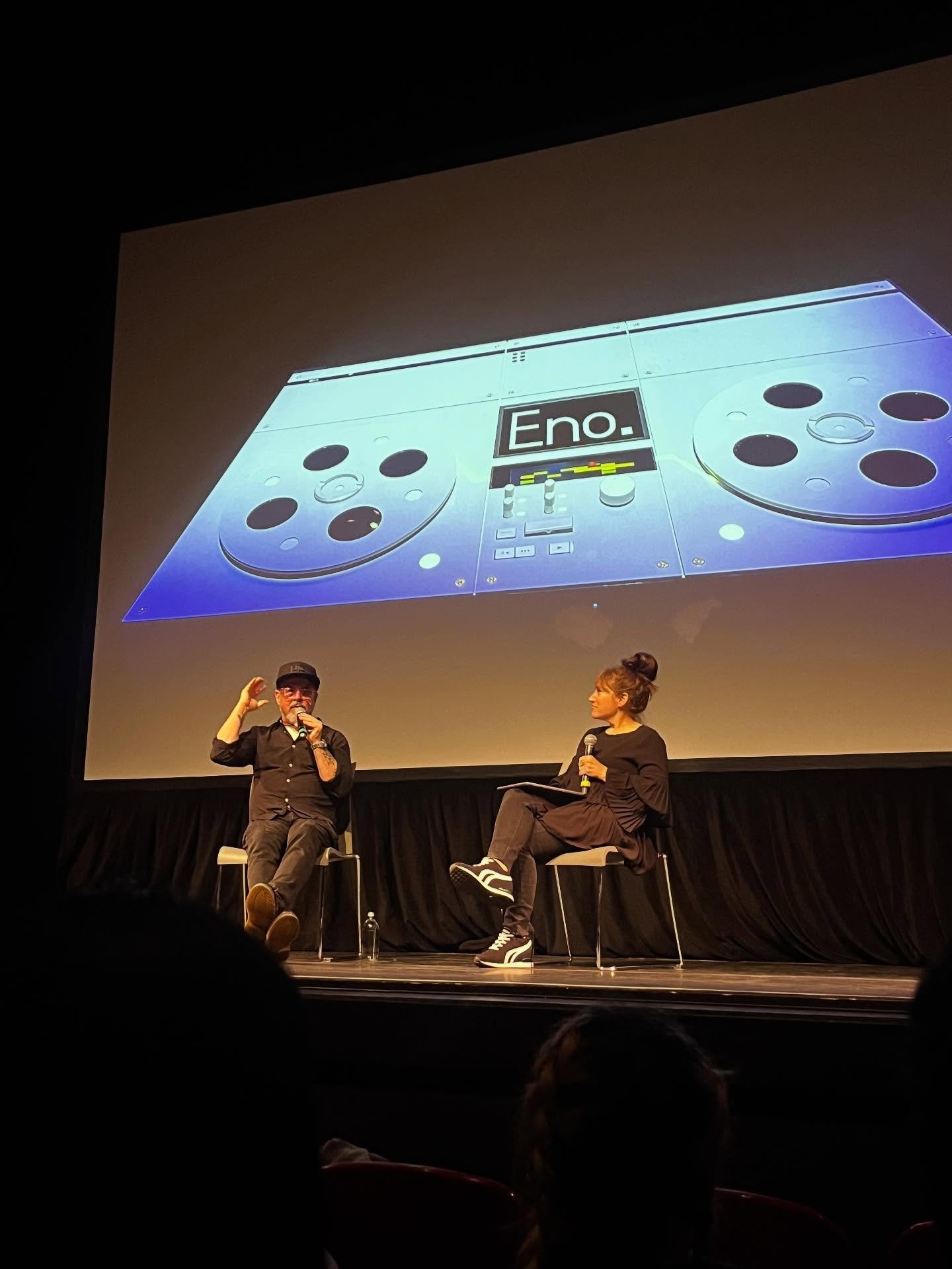 The generative #Eno documentary returned to SF last night, hosted by @theinterval . Spending 90 minutes with the master himself and hearing insights from director @gary_hustwit was a real treat. The film&rsquo;s #generative design perfectly complemen