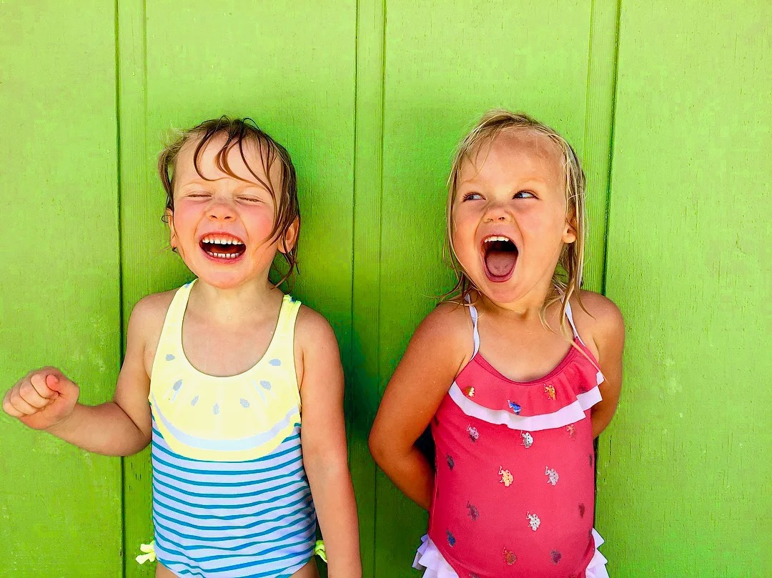 in swimmers and laughter