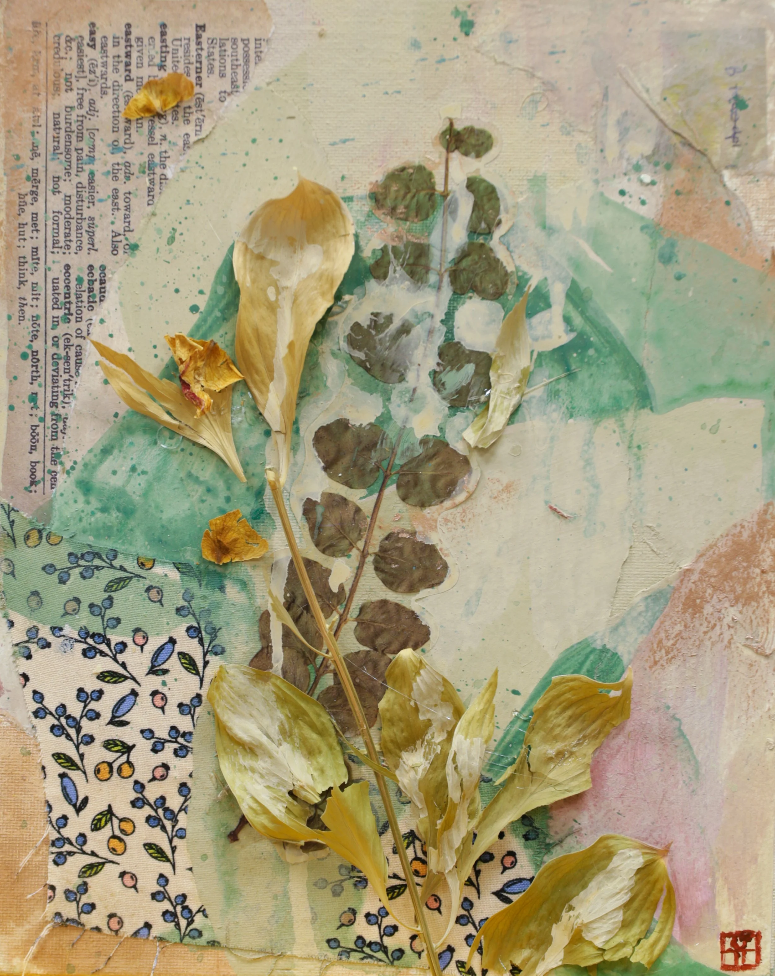 Beauty of Time: Dried flowers Mixed Media abstract