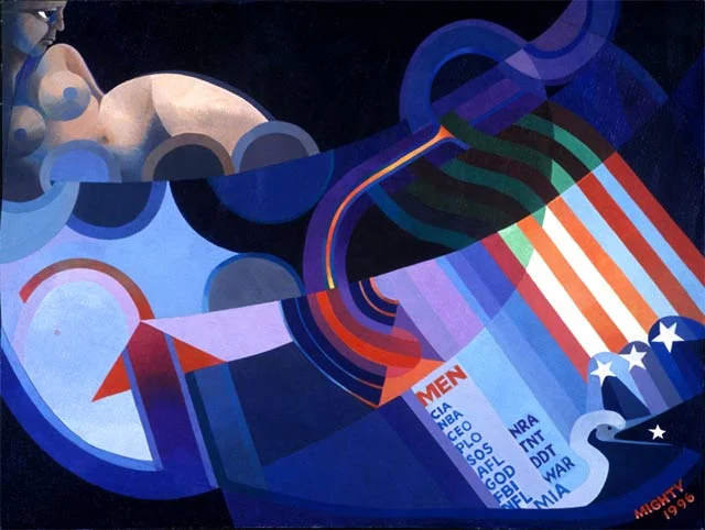 Men, Men, CIA, NRA, FBI... - acrylic on canvas paper
