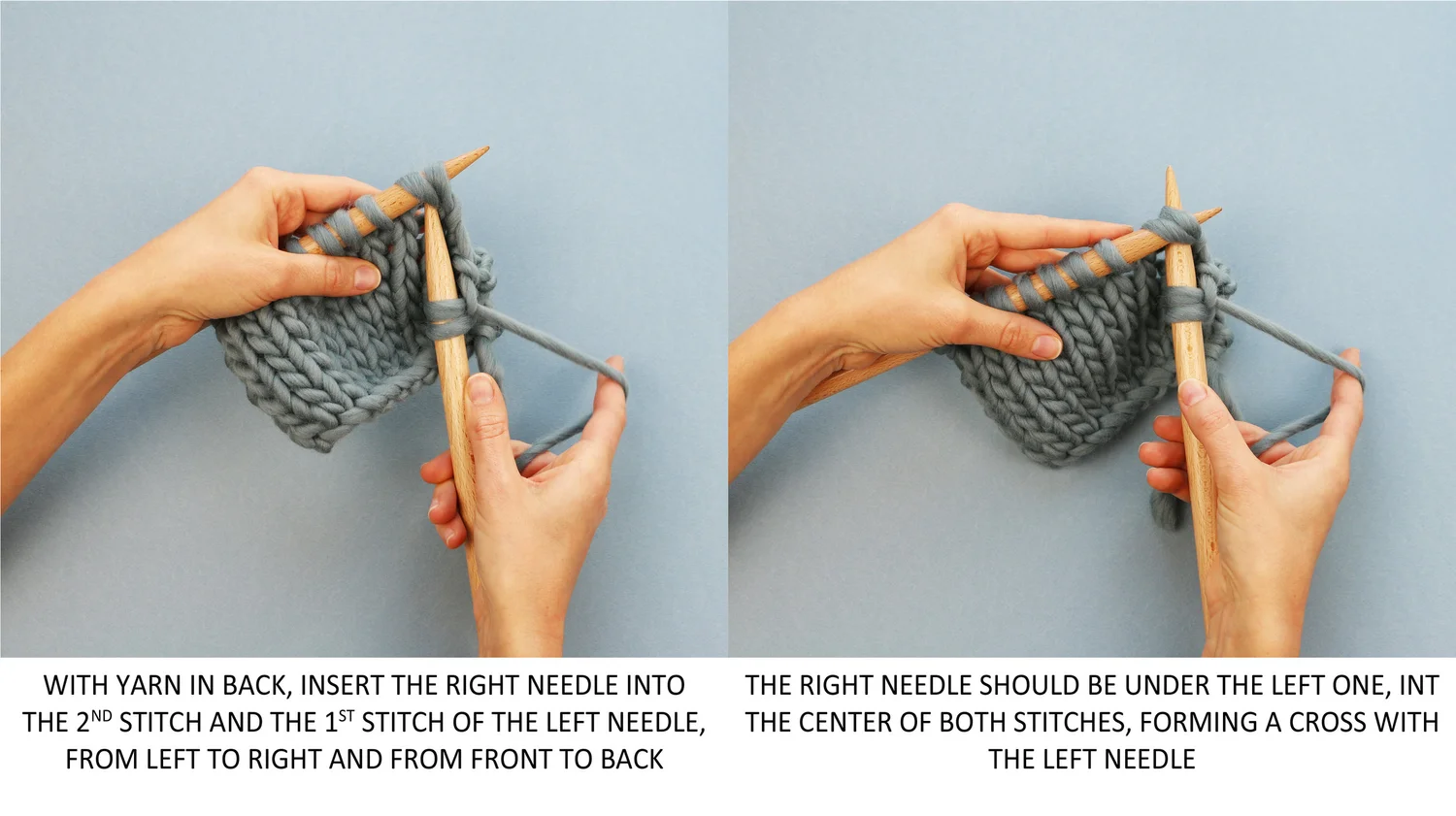 Tricoter 2 mailles ensemble à l'endroit - Knit 2 together — trust the mojo