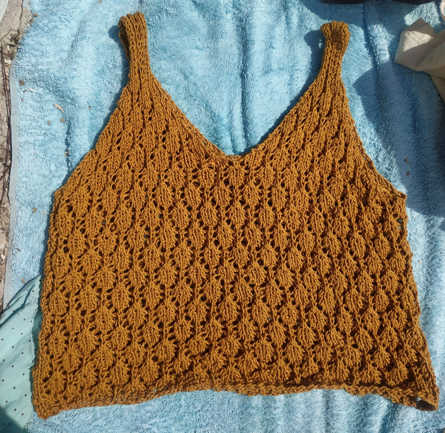 Top Vintage Années 70 Marron Et Jaune Côtelé Acrylique Taille 6X - Neuf Avec étiquette