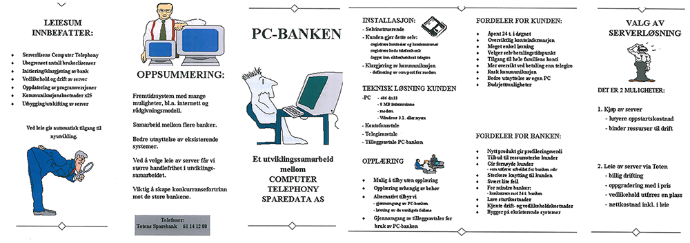 Slik så brosjyren for den første nettbanken vår på 90-tallet ut. Ting har heldigvis blitt enklere!