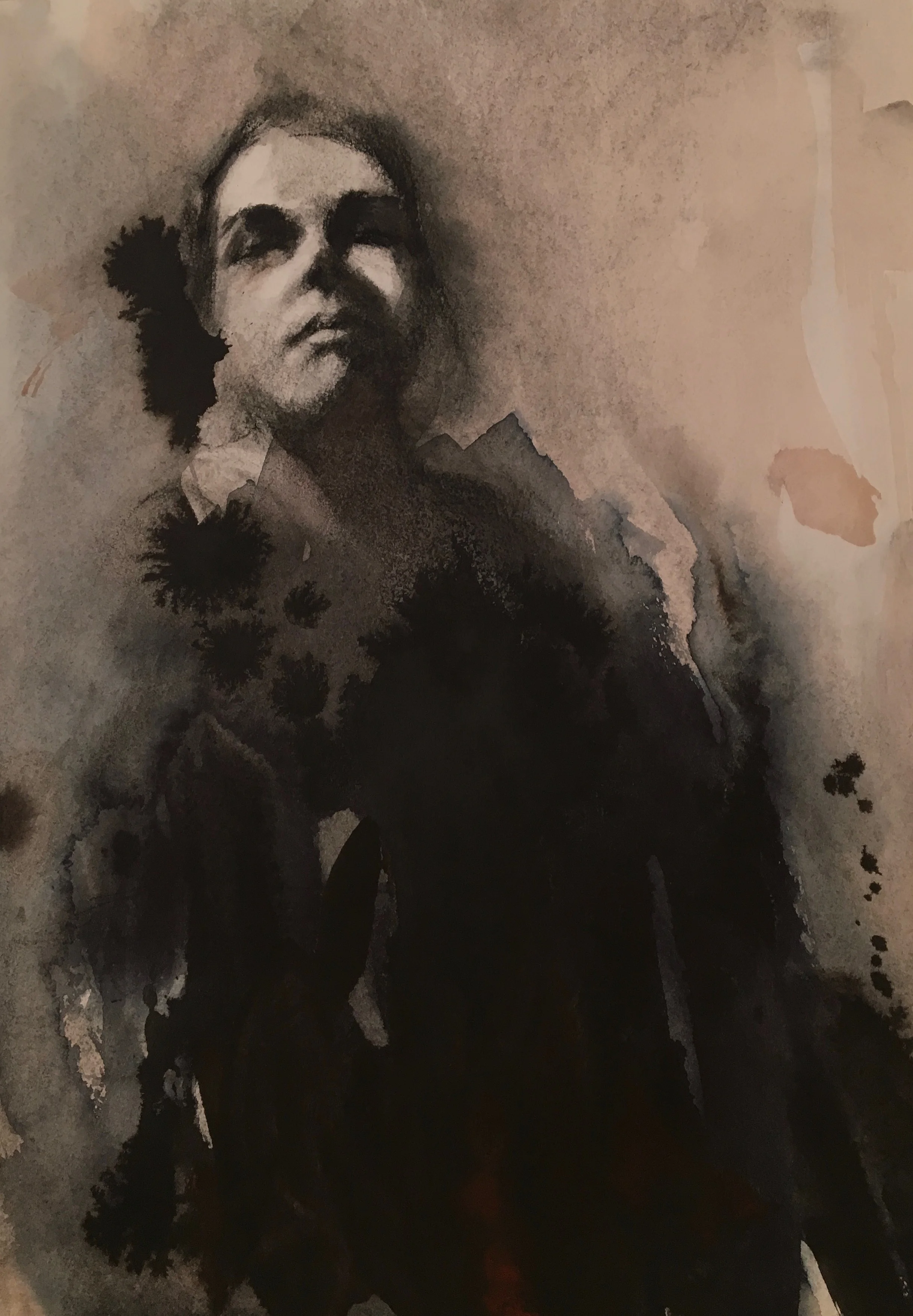 Visage - watercolour and charcoal - 200€ - SOLD