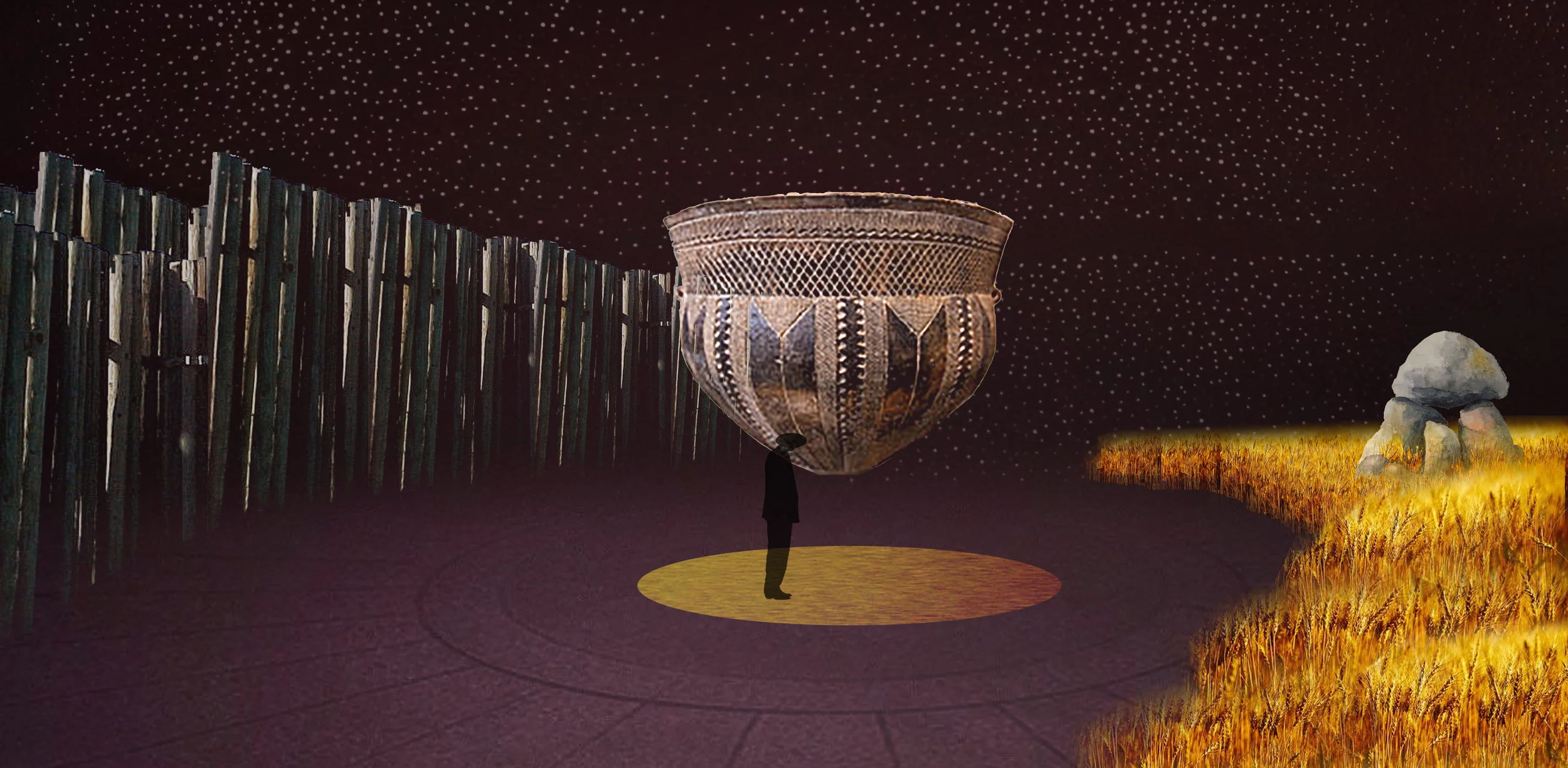 Space planning concept and visualization by Aviaaja Ezekiassen. Depict of the Neolithic Stone Age. 