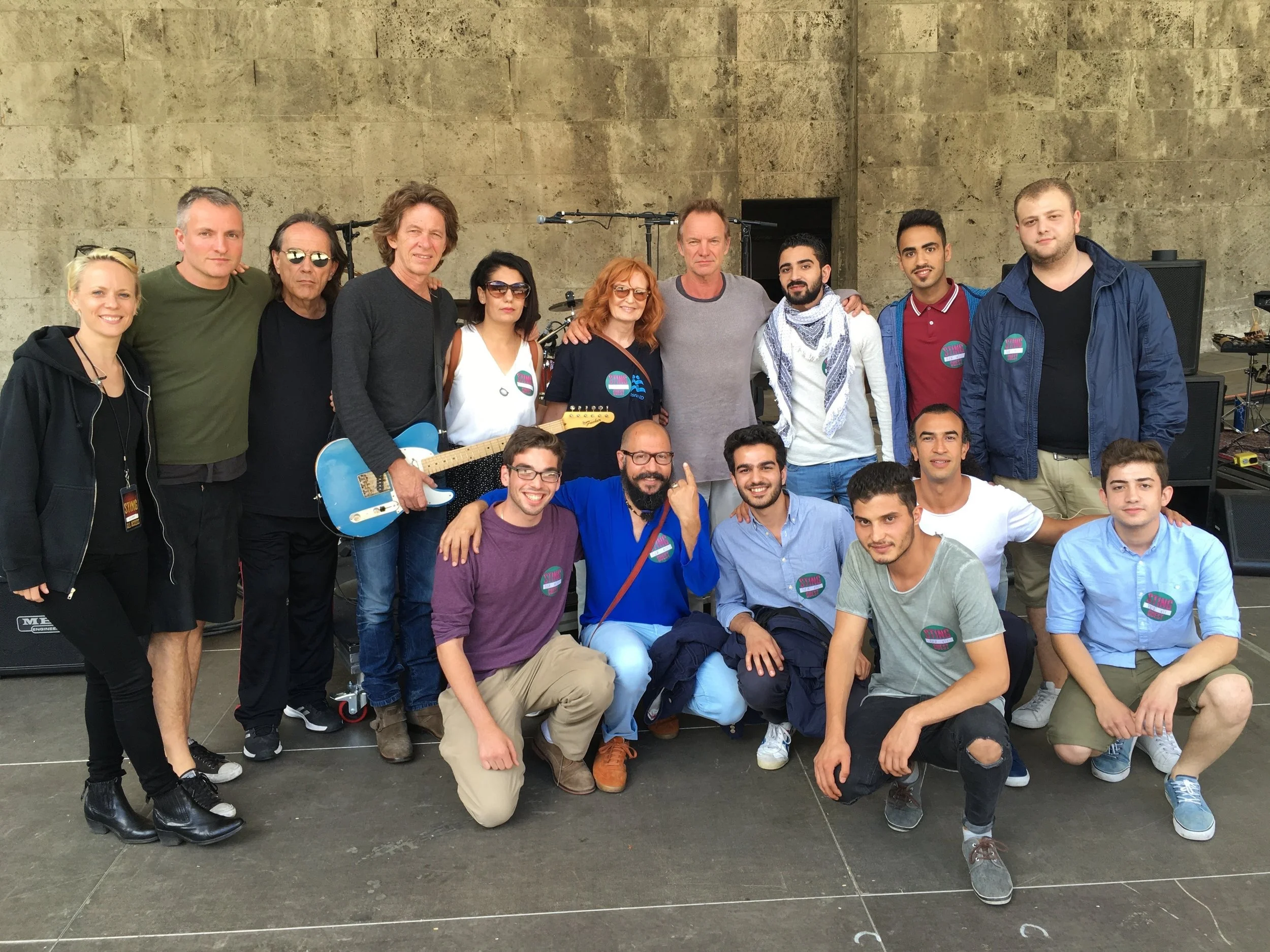 Sting Concert Berlin, Germany. Alethea arranged and escorted 10 refugees from a camp in Berlin to meet and see Sting perform.