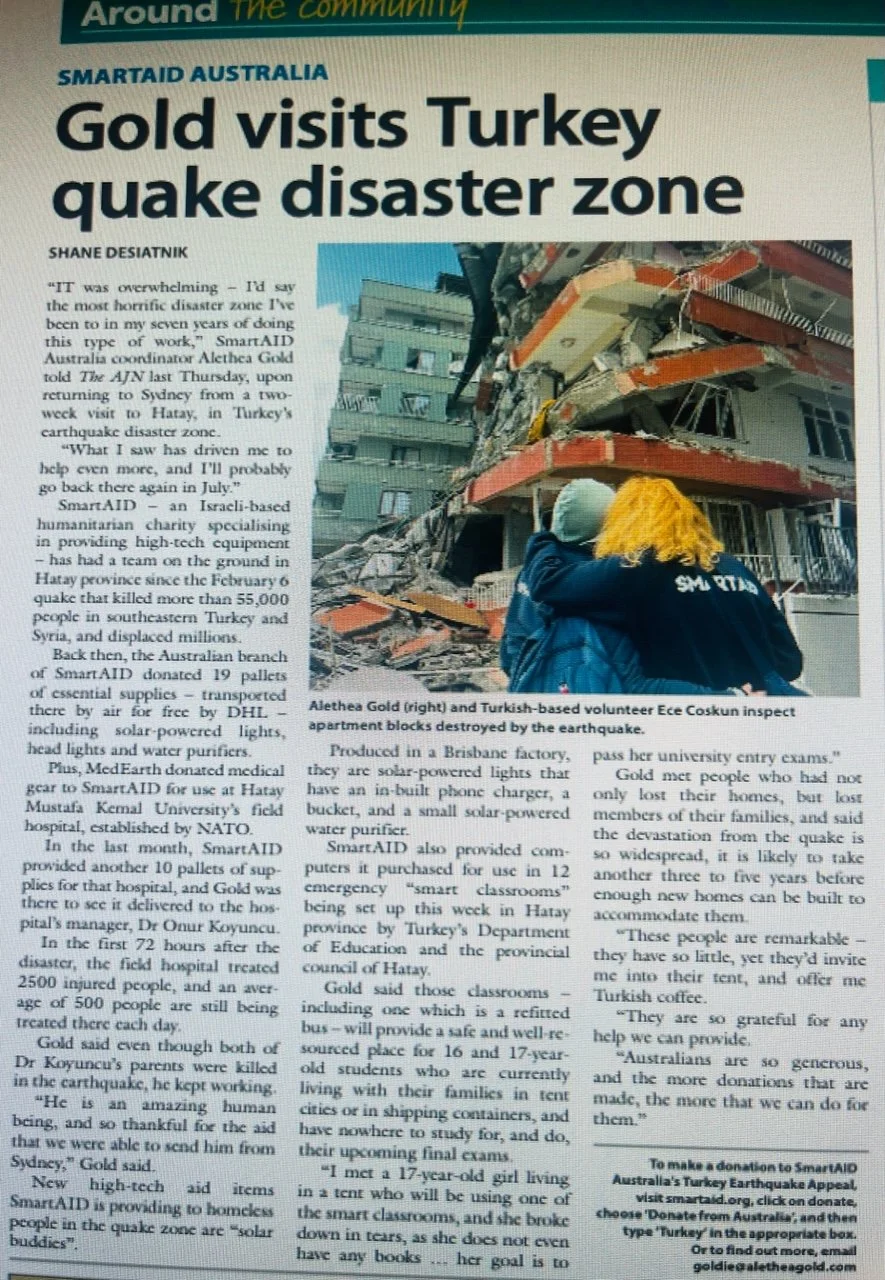 Gold visits Turkey quake disaster zone