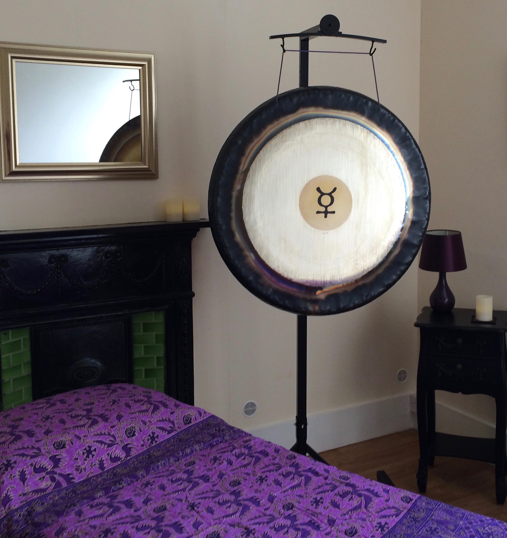 Photo of a One to One Gong Session set up at Purple Turtle Wellbeing, Brighton