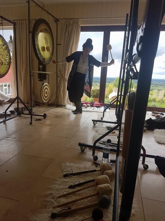 Working with the Gongs at Deep Bliss Day Retreat in Blissland