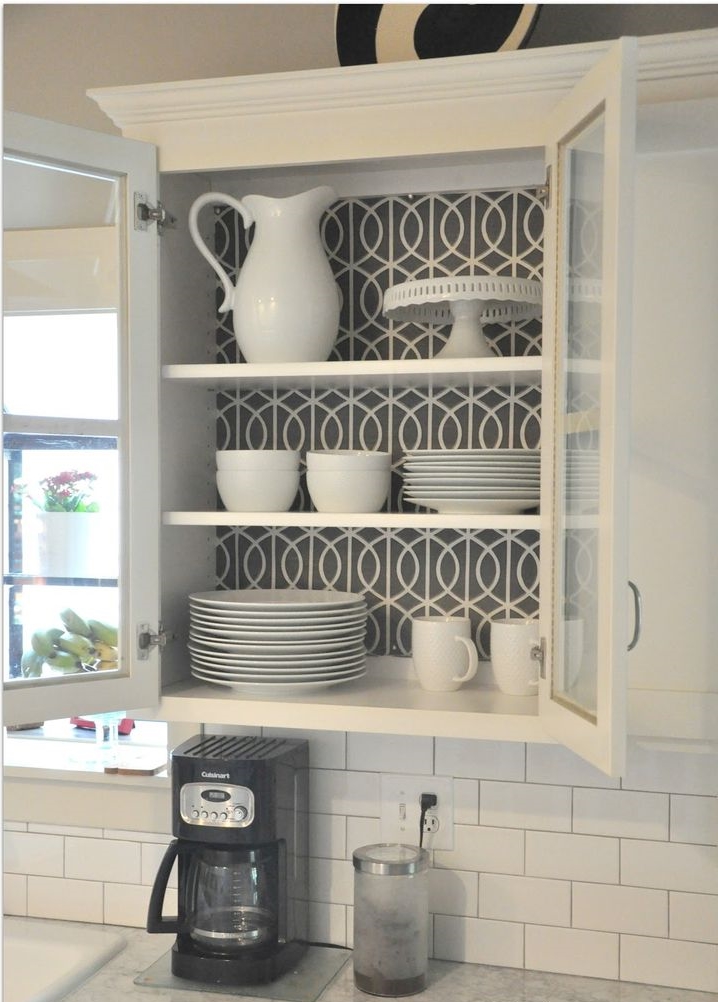 Wallpaper Behind Cabinets & Bookshelves