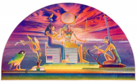 These two paintings by American artist, Thomas Akawie, were painted or mounted on carved wood frames - one diamond shaped. They were my mothers and hung in our living room, each one above a chocolate brown, velour and tufted sofa and love seat. My mother passed in 2007 and regrettably I never asked what happened to them. Reaganomics sent my family packing from the North and into Texas in 1984 and the back drop of our lives (including these paintings) as I remember… dreamy distant places, ancestral places - Nefertiti bust, Capiz shell chandeliers + lush house plants in a small suburban town outside of Chicago , disappeared or was quickly transformed into something much less hopeful amongst the inner city of Oak Cliff, Dallas, TX. While my parents worked hard to rebuild, I feel sure something magical was lost in that time for us. This time and the images associated with it are forever burned in my imagination and are continually accessed for inspiration in the designs and emotions I wish to evoke in my art today. You can’t imagine how elated I was to discover the artist and locate the images online, when Last Nov., press_sf listed a 1977 publication on Instagram called, “Visions” that had a piece of one of the paintings in it! The search is now on to find the actual pieces and restore a piece of the magic.
