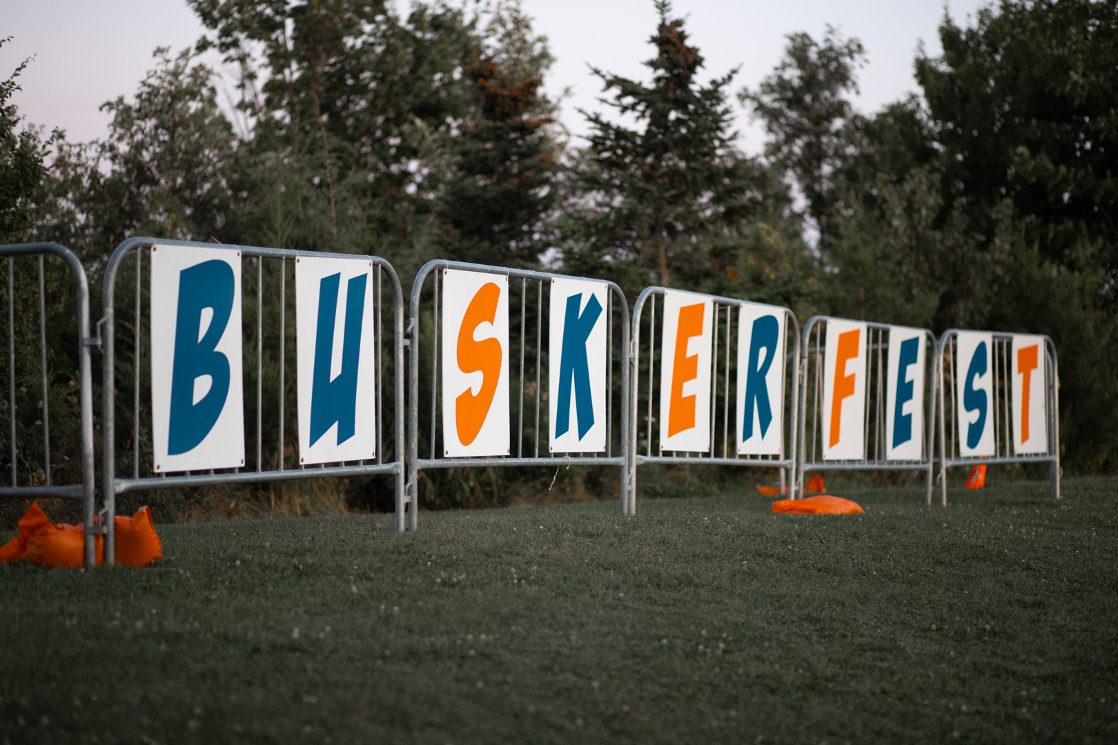 Close-up Of The Buskerfest Sign 