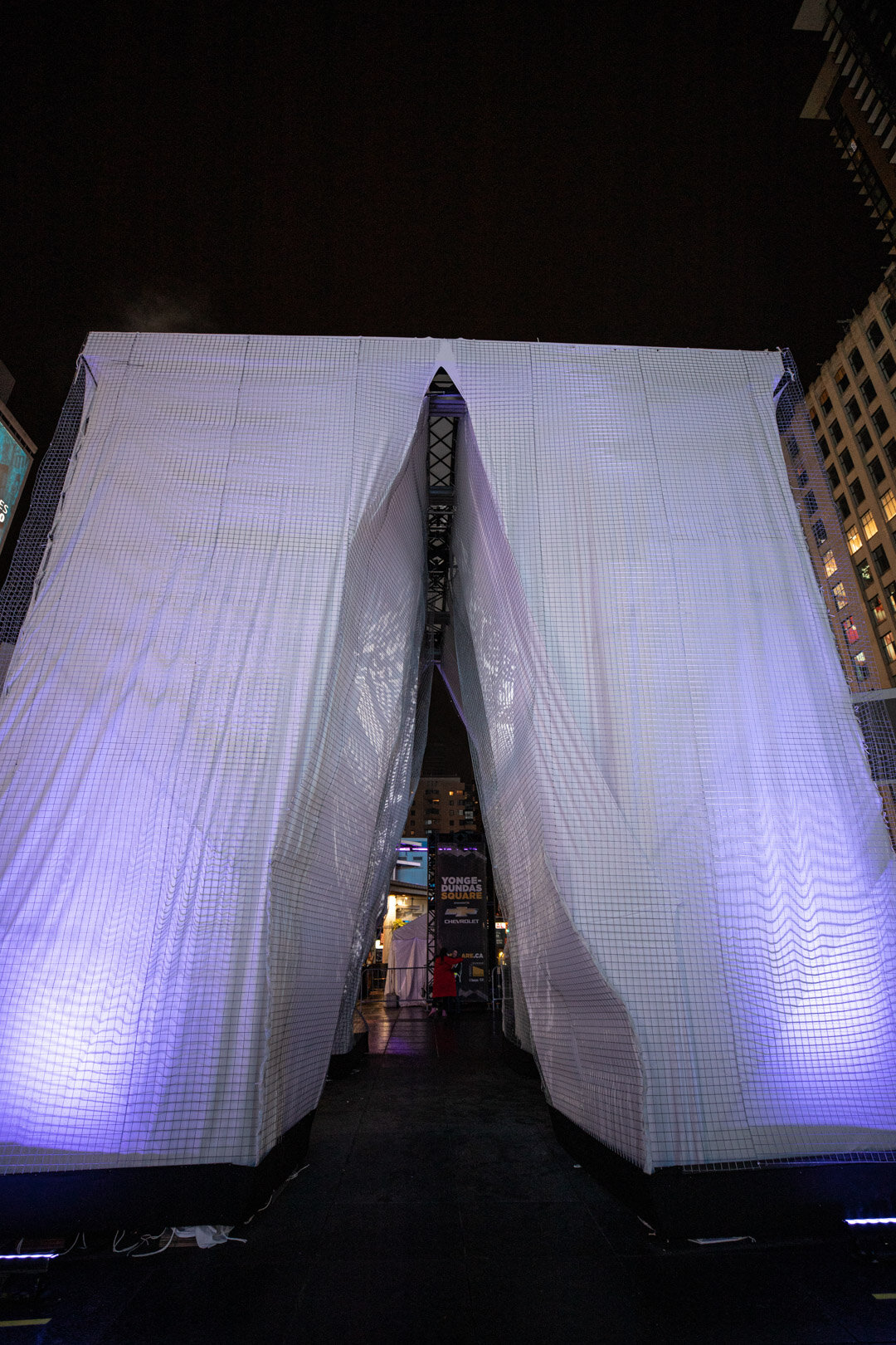   On Thin Ice   Special Project #22   Artist:  Ghost Atelier   Medium:  Sculptural Installation   Project Type:  Special Projects   Neighbourhood:  Downtown  A 25-foot (7.5 metre) high shard of “cracked ice” will emerge on Yonge–Dundas Square as a ma