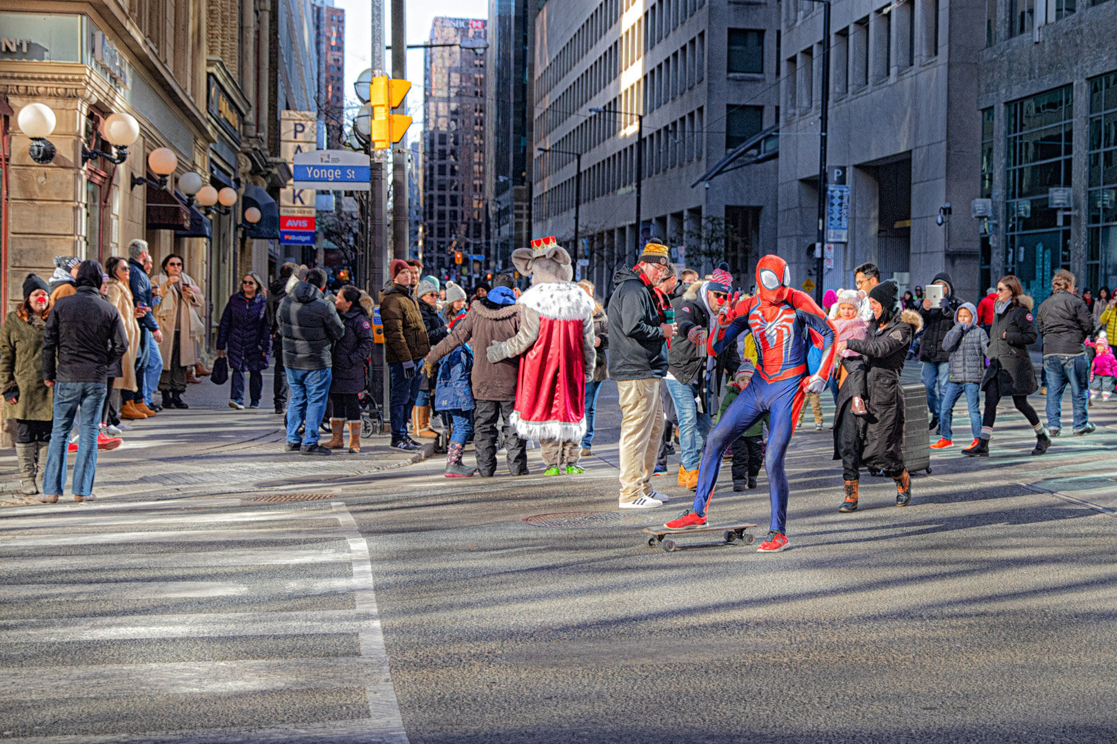  It’s Spider Man! Everyone had they’re cell phones out to take a picture. Children and adults can never get enough of their fictional heroes.   