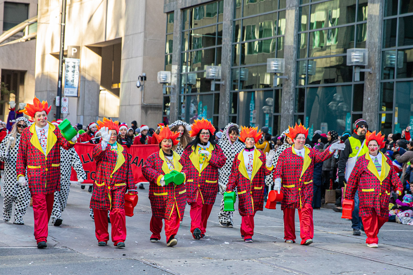  Clowns in plaid with whistles  