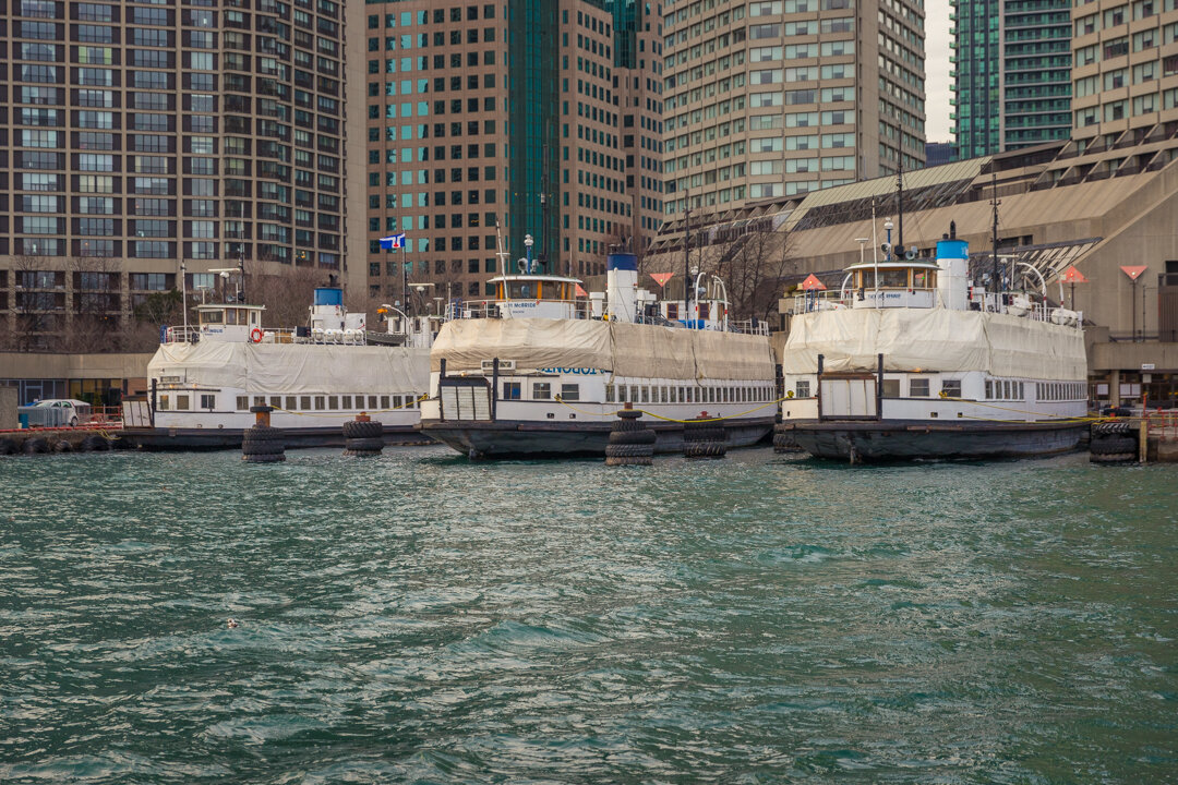  A view of the 3 ferry boats that are inactive in the winter from Left to right, The William Inglis, The Sam Bcbride, The Thomas Rennie. 