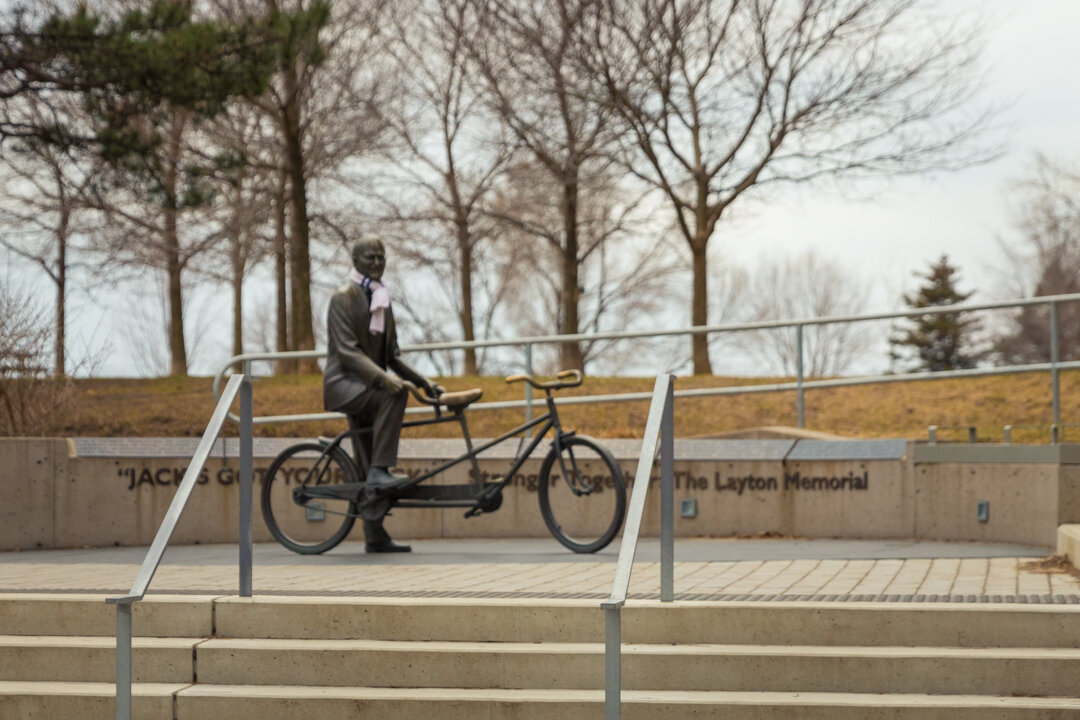  A view of the statue of Jack Layton near the Jack Layton Ferry Terminal.  